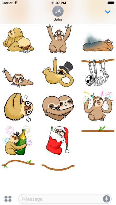 Happy Lazy Sloths Stickers screenshot 4