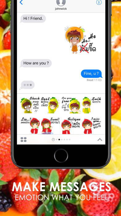 สาวน่ารักผลไม้ สติกเกอร์  คีย์บอร์ด โดย ChatStick screenshot 2
