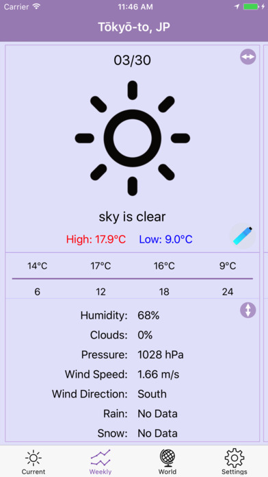 FLAT Weather Clock for iPhone screenshot 4