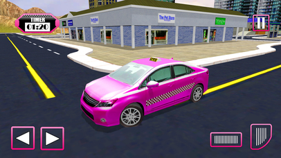 Pink Taxi Girl Driver & Modern Car Rush Games screenshot 3