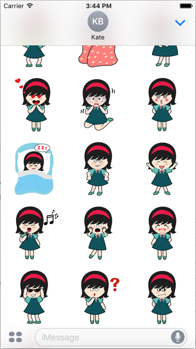 Lili - Cute Girl, Thinking Emoji for iMessage screenshot 3