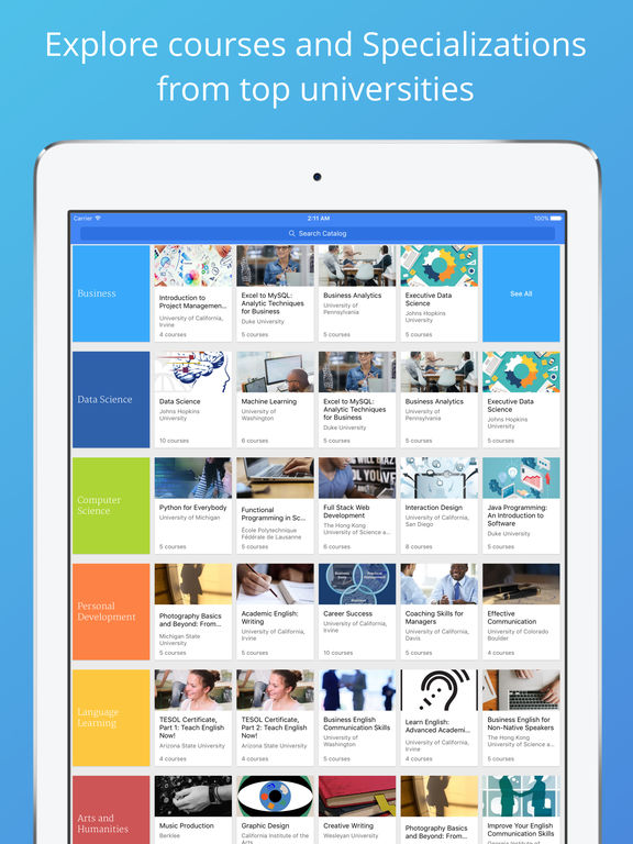 Screenshots of Coursera: Online courses for iPad