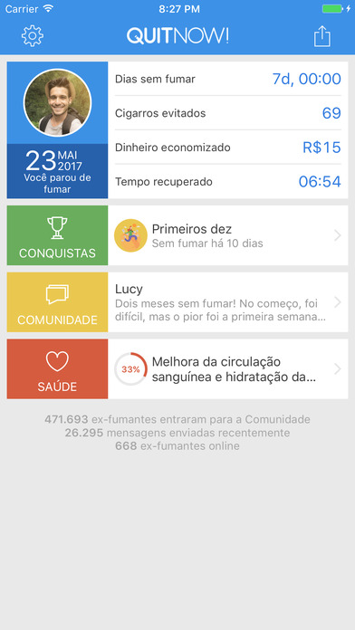 Deixei de fumar agora que