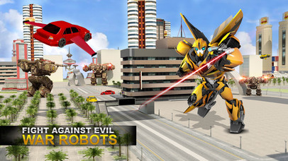 Future Flying Super Car: Robot Fighter Stunts 3D screenshot 4
