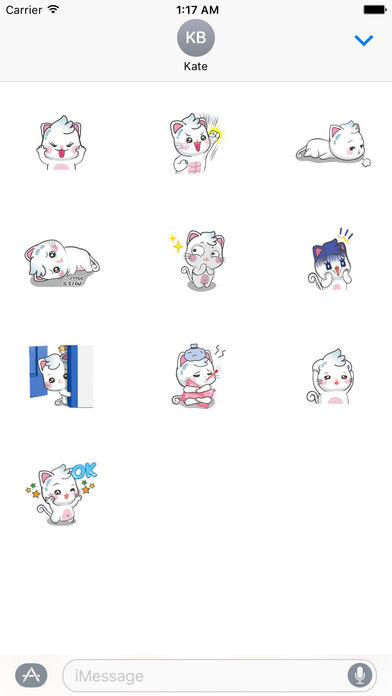 White Chubby Cat Sticker screenshot 3
