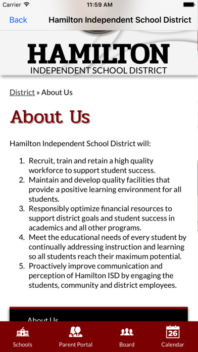 Hamilton Independent School District screenshot 2