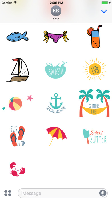 Summer Stickers Pack for iMessage screenshot 4
