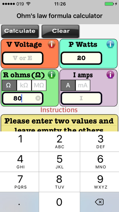 Ohm's law formula calculator screenshot 3