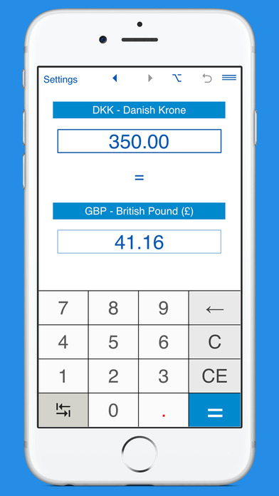 British Pound / Danish Krone currency converter screenshot 2