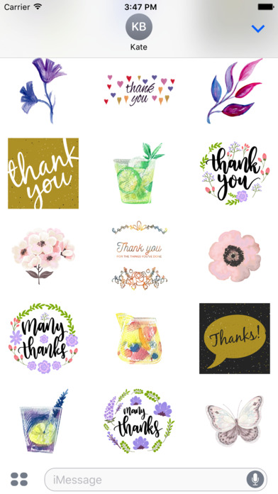 Thank You From the Heart Flowers & Drinks Stickers screenshot 3