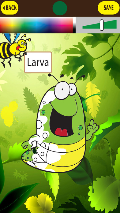 Larva & Butterfly, bug coloring game screenshot 2