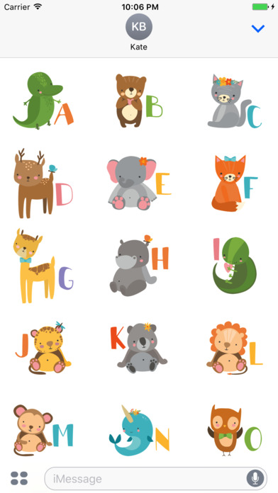 Cute Animals Alphabet Stickers screenshot 2