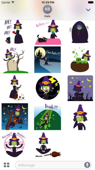Animated Evil Green Witch Stickers Pack screenshot 2