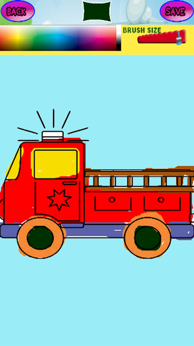 Car Fire Truck Coloring Page Drawing Book screenshot 3