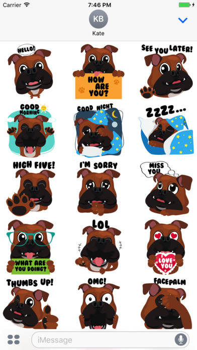 Bulldog Expressions Stickers for iMessage screenshot 3