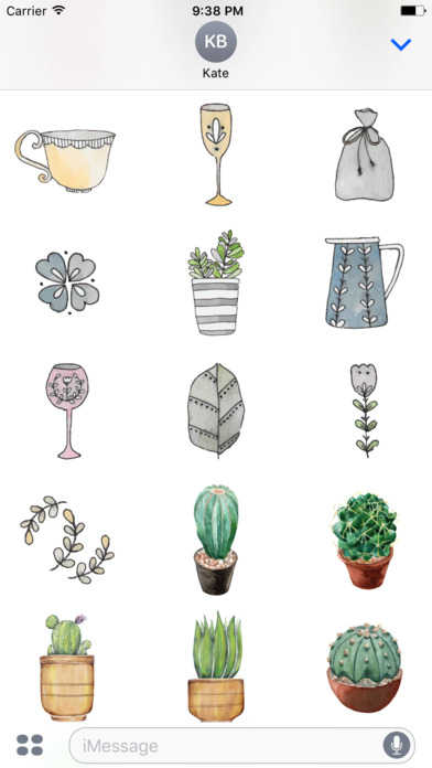 Watercolor Plants Collection Stickers for iMessage screenshot 2