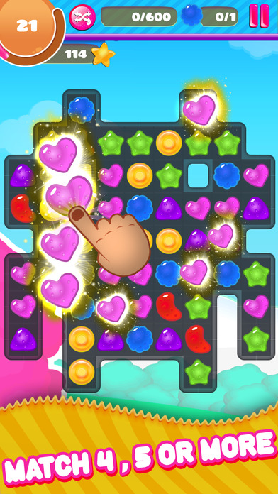 Yummy Jelly Jam - Match 4 puzzle Crush game mania screenshot 2