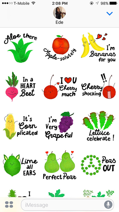 Punny Produce 3 Stickers screenshot 2