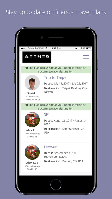 Aether - Share Travel Plans screenshot 3