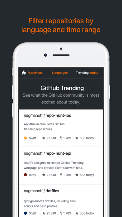 Repo Hunt - explore GitHub’s trending repositories screenshot 2