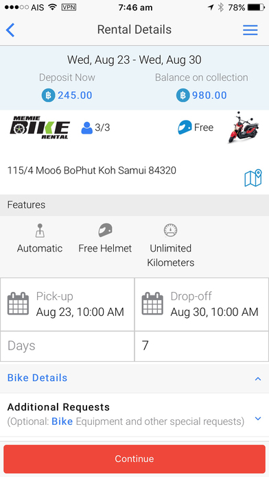 Thai Bike Rental screenshot 4