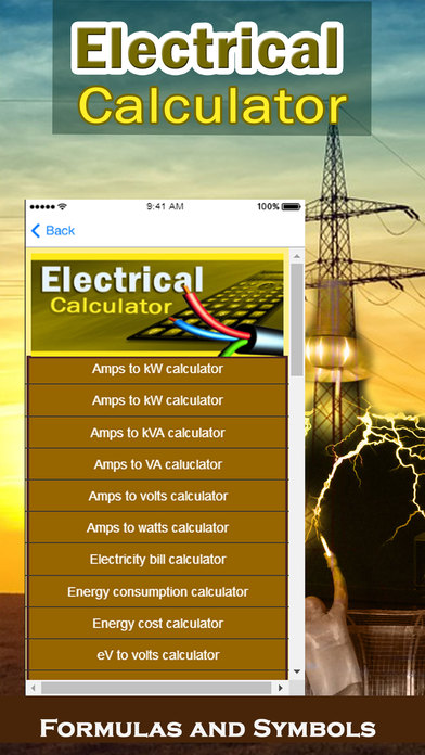 Electrical Calculator with Formulas and Symbols screenshot 2