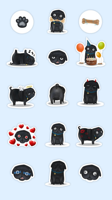 Black Pug Emoji Stickers screenshot 2