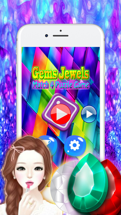 Gems Jewels Match 4 Puzzle Game for Boys & Girls screenshot 2