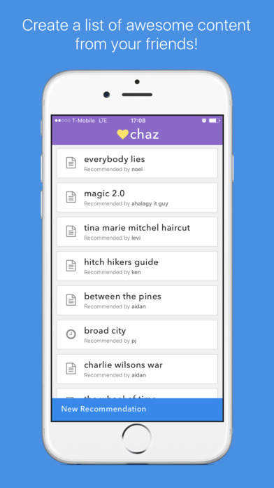 chaz - Recommendations screenshot 2