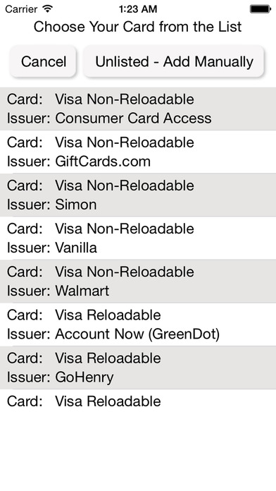Prepaid Credit Card Balances screenshot 3