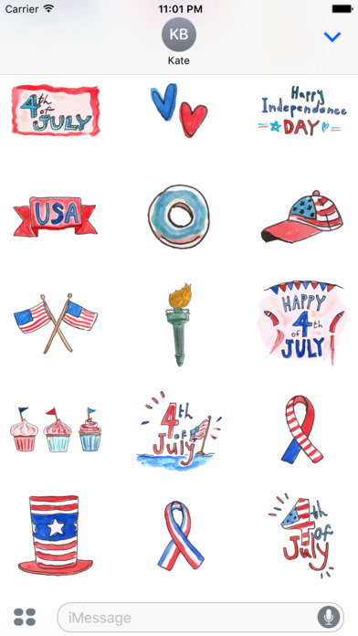 Watercolor Independence Day Celebration Stickers screenshot 2