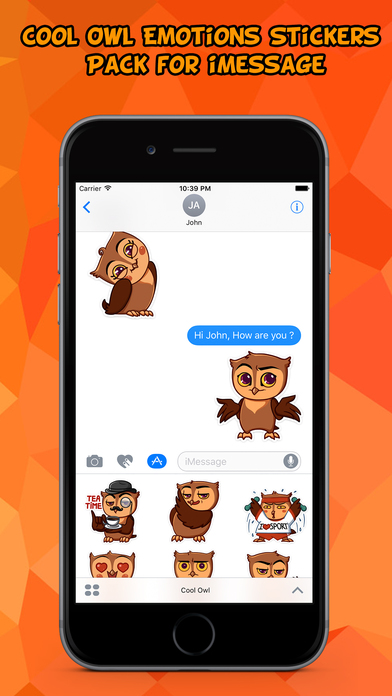 Cool Owl Emotions Stickers Pack for iMessage screenshot 2