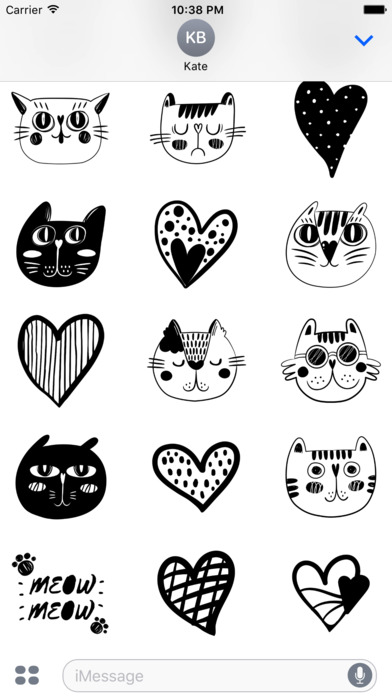 Black and White CAt LOVe Stickers screenshot 3
