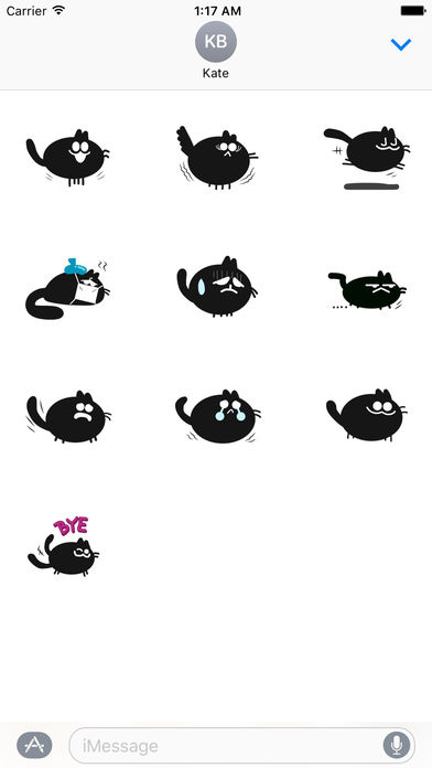 Lucky Black Puffy Cat Emoji Stickers screenshot 3
