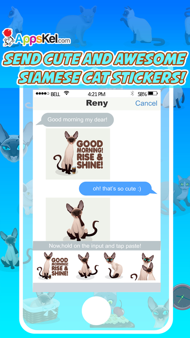 Siamese Cat Emoji – Stickers for Text Messages Pro screenshot 3