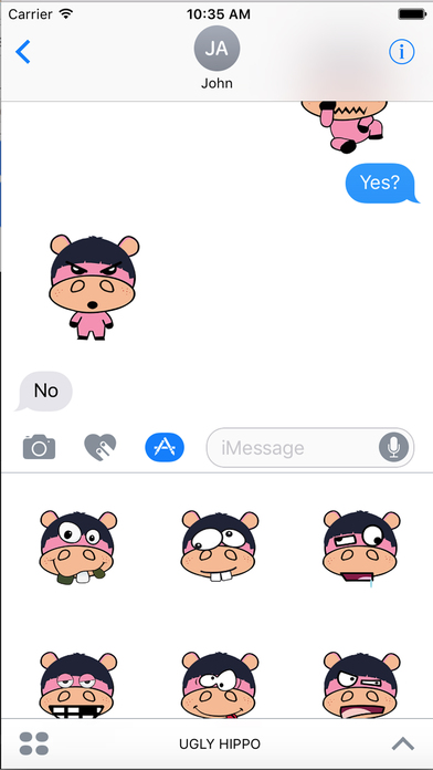UGLY HIPPO - Ugly Emoticons Sticker for iMessage screenshot 3