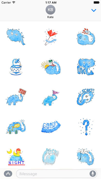 Cool Watercolor Water Elephant Sticker screenshot 2