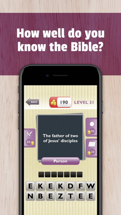 Screenshots of Bible Trivia - Christian Bible test to grow faith with God. Guess Jesus quotes, audio clues and more for iPhone