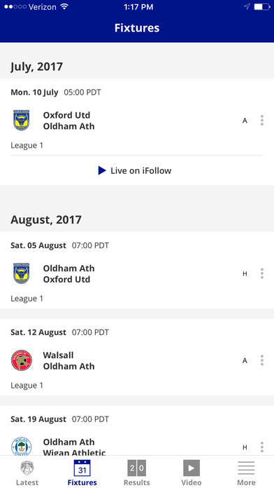 Oldham Athletic Official App screenshot 2