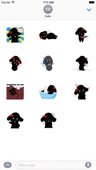 Black Poodle Dog and Friends Emoji Sticker screenshot 3