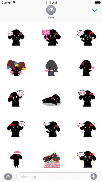 Black Poodle Dog and Friends Emoji Sticker screenshot 2