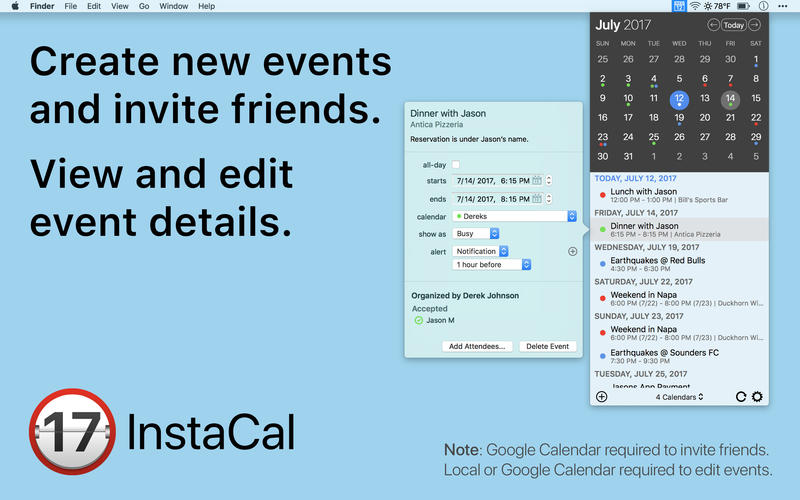 InstaCal 1.9.8 Mac 破解版 - 优秀的菜单栏日历工具