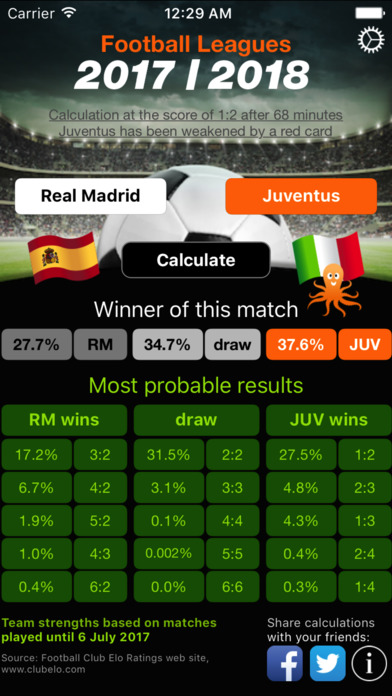Football 2017/2018 - probabilities & betting odds screenshot 3