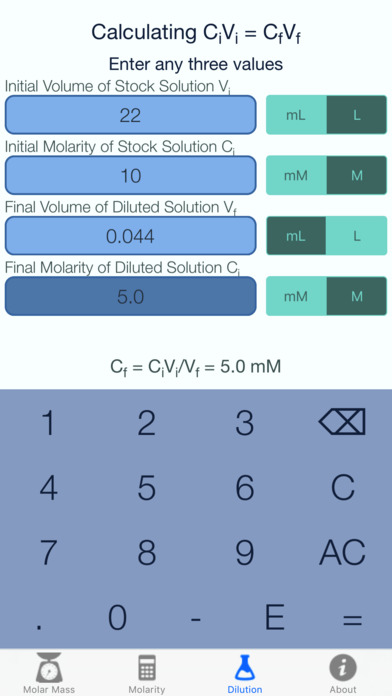 Molar Mass and Molarity Calculator screenshot 4