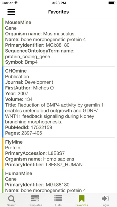 InterMine Gene Search screenshot 4