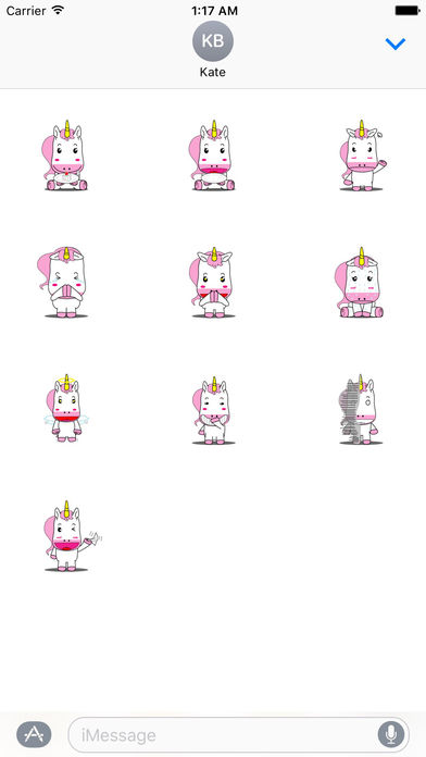 Pink and White Unicorn Emoji Sticker screenshot 3