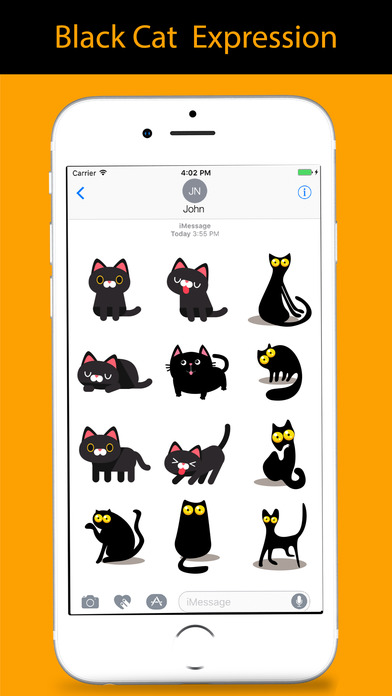 Black Cat Sticker for iMessage screenshot 2
