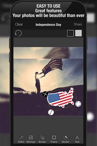 Independence Day Photo Editor with Patriotic Badges, Stickers & Backgrounds – Happy 4th of July United States of America screenshot 3