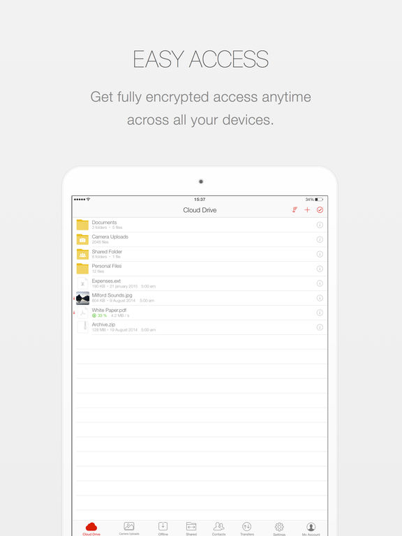 Screenshots of Mega for iPad