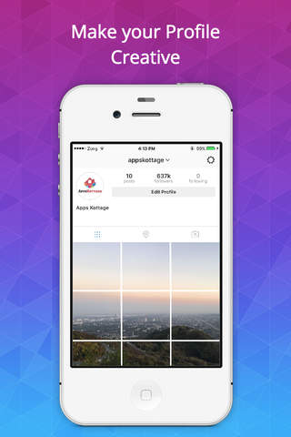 Insta Banner - Post Picture in Grid style to gain More Likes , InstaTiles screenshot 3